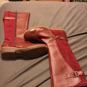 Cute red long boots
